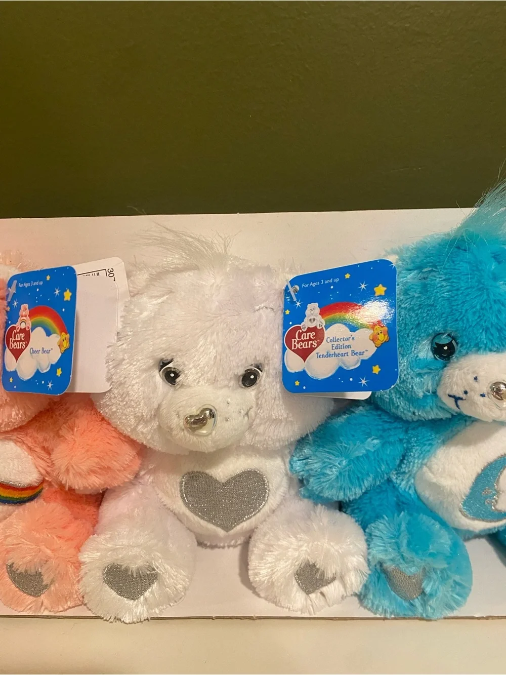 Care Bears Plush Set - Peach, White & Blue Trio